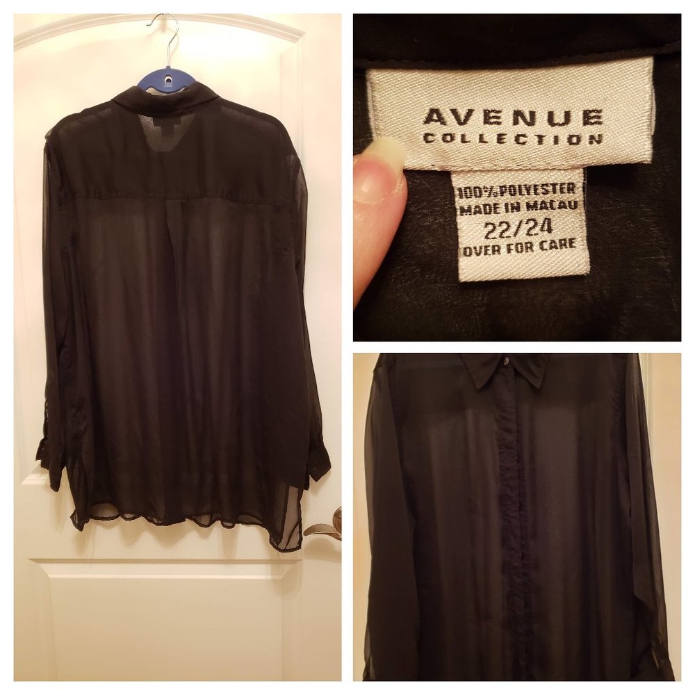 Black see through blouse long sleeve